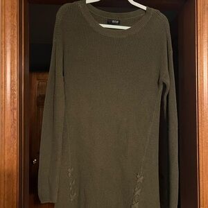 a.n.a Olive Green Women's Crew Neck Sweater Dress